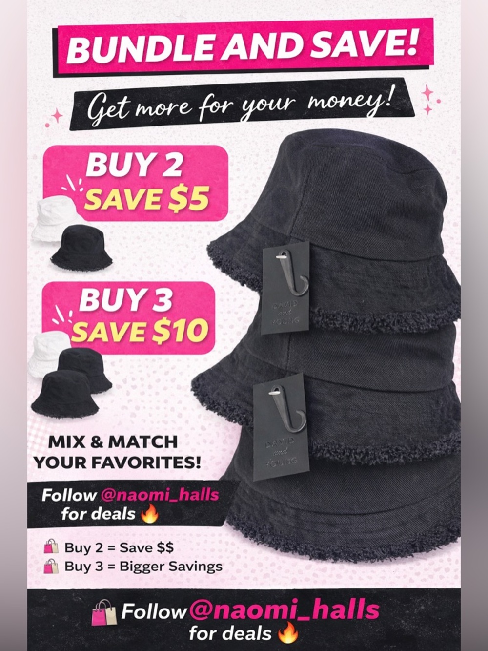 🧢Unisex David & Young Bucket Hats Sale🔥
